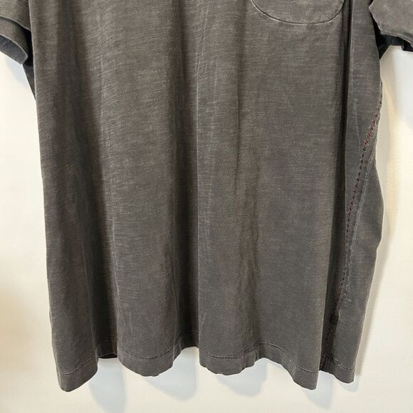 Robert Graham Jeans Shirt Mens 3XL Gray V Neck Pocket Distressed Stitch Cotton - Picture 3 of 12